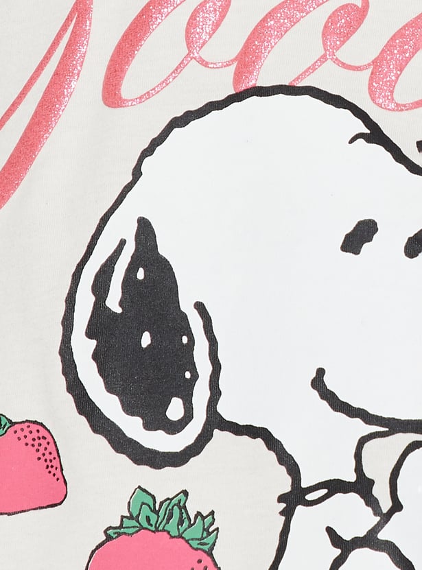 URB_N Women Peanut Snoopy Print Oversized T-shirt