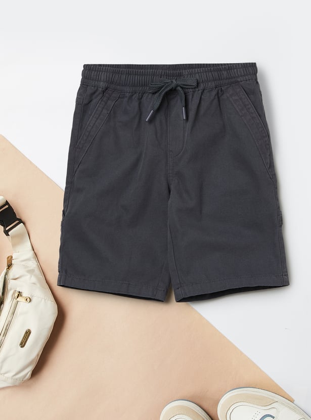Boys Solid Cargo Shorts