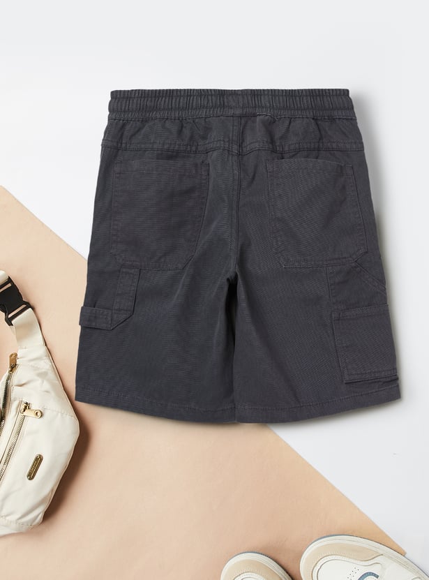 Boys Solid Cargo Shorts