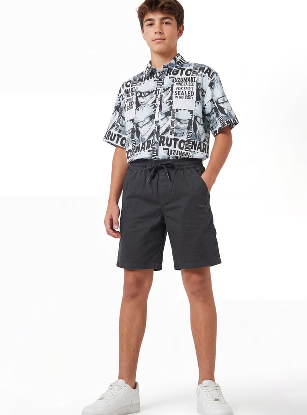 Boys Solid Cargo Shorts
