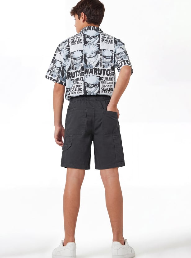 Boys Solid Cargo Shorts