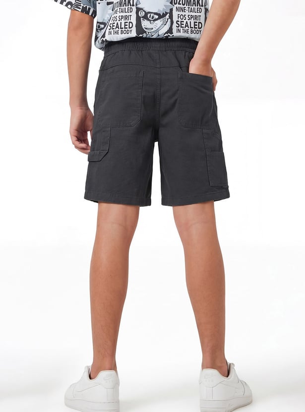 Boys Solid Cargo Shorts