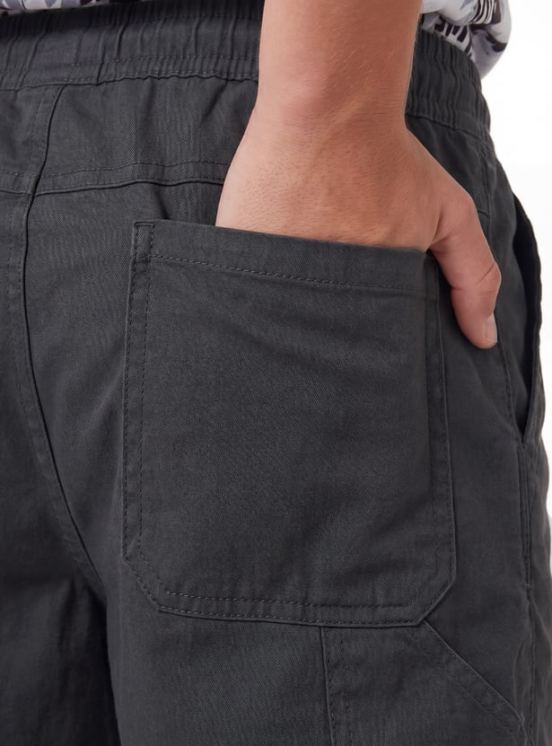 Boys Solid Cargo Shorts