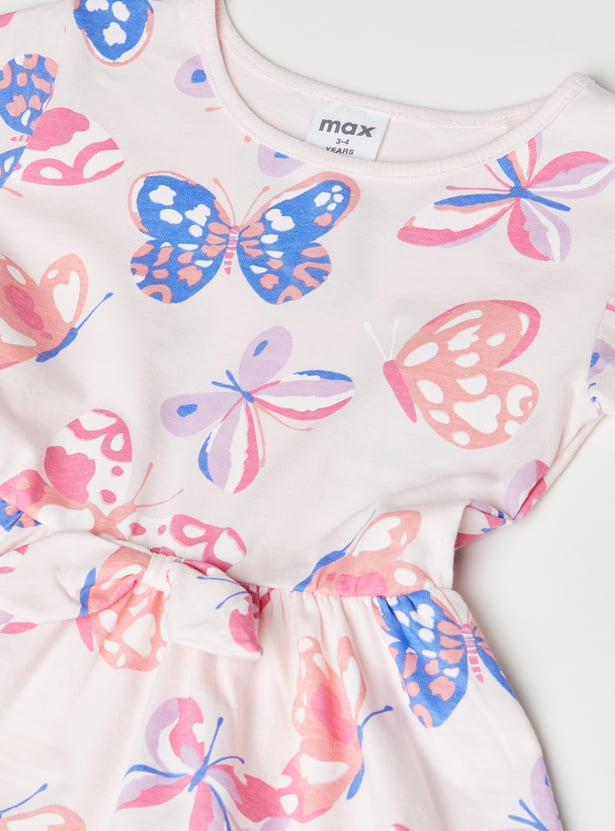 Girls Butterfly Printed Dress