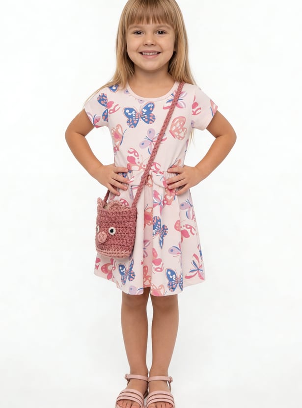 Girls Butterfly Printed Dress