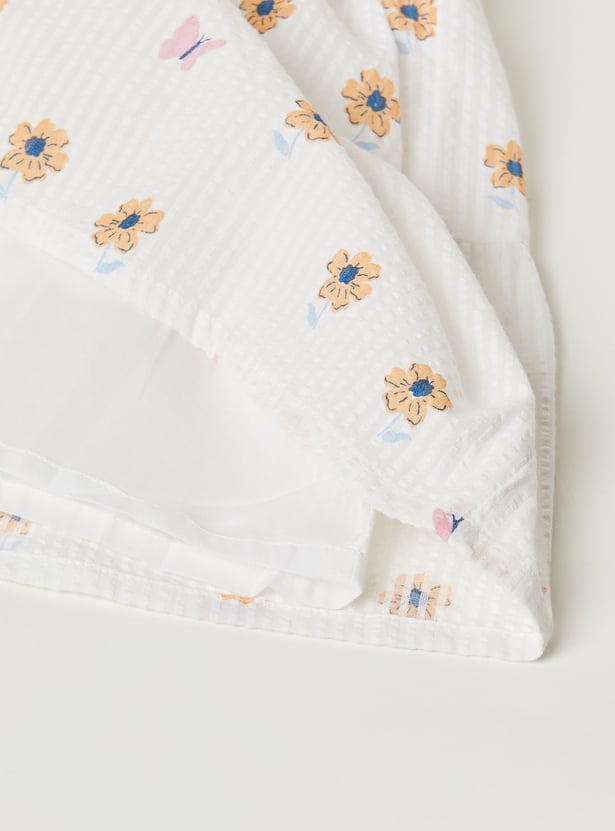 Girls Floral Print Smocked Dress