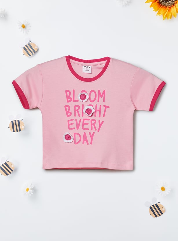 Girls Crochet Applique T-shirt