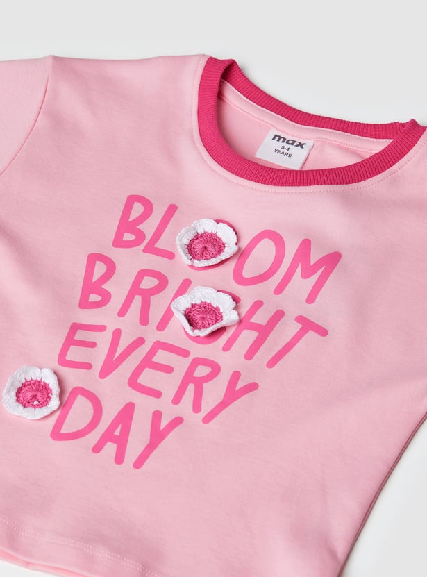 Girls Crochet Applique T-shirt