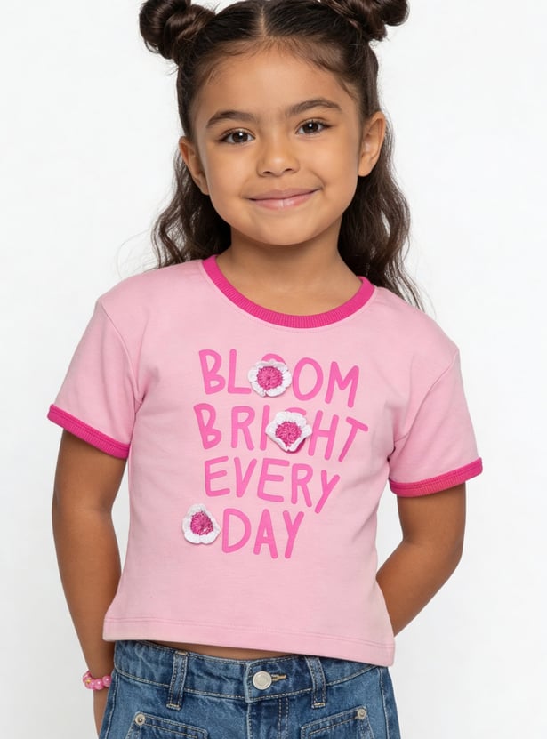 Girls Crochet Applique T-shirt