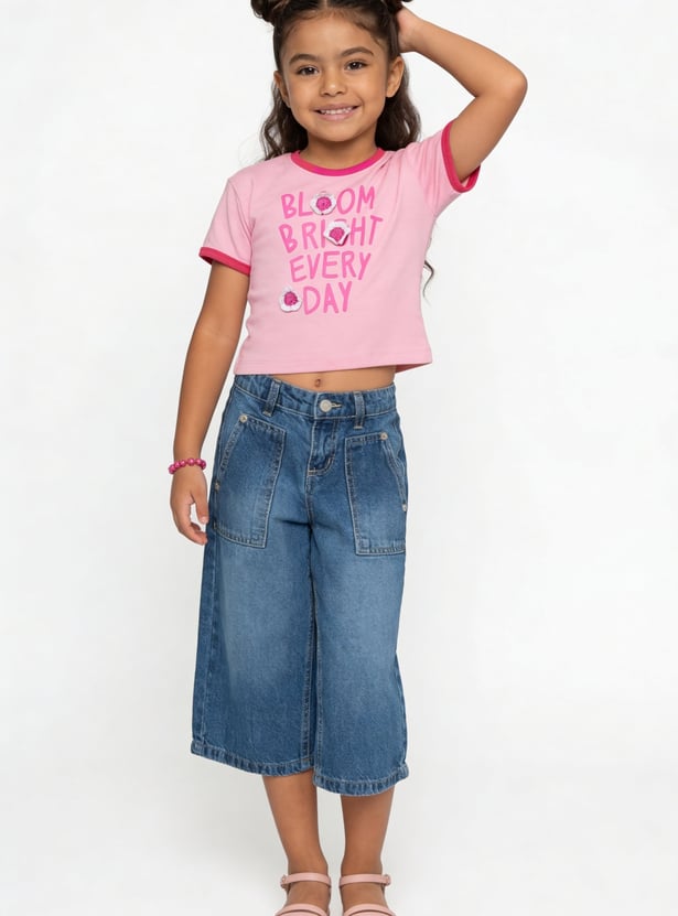 Girls Crochet Applique T-shirt