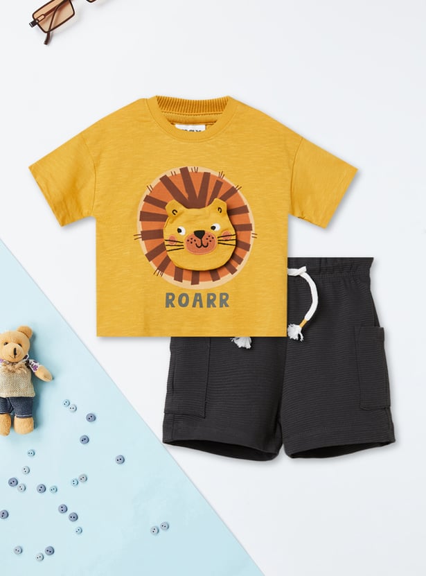 Boys Lion Print Shorts Set