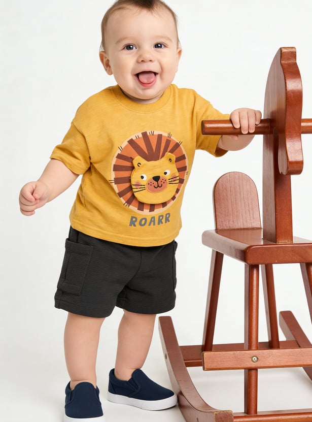 Boys Lion Print Shorts Set