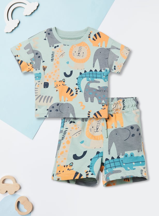 Boys Animal Printed Shorts Set