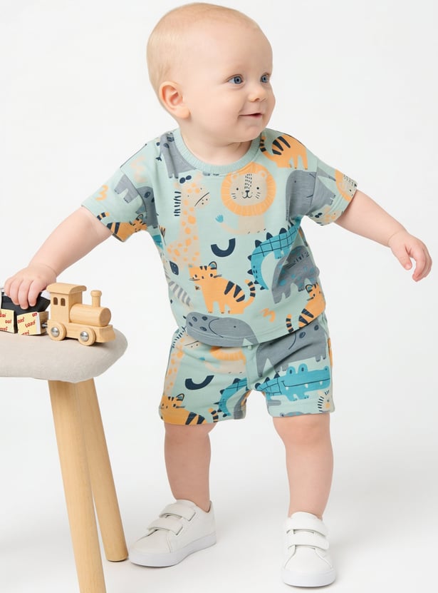 Boys Animal Printed Shorts Set