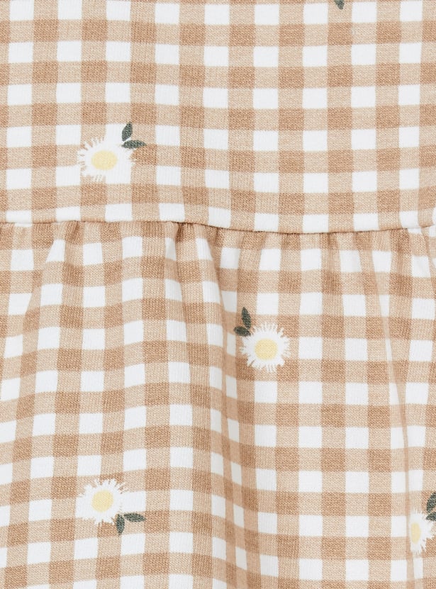 Girls Checked Pinafore Dress with Top