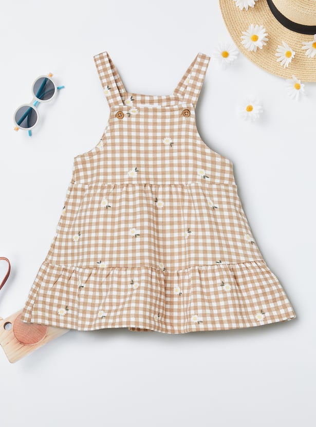Girls Checked Pinafore Dress with Top