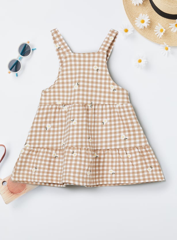 Girls Checked Pinafore Dress with Top