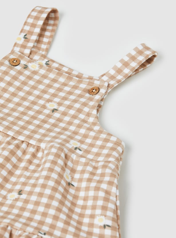 Girls Checked Pinafore Dress with Top