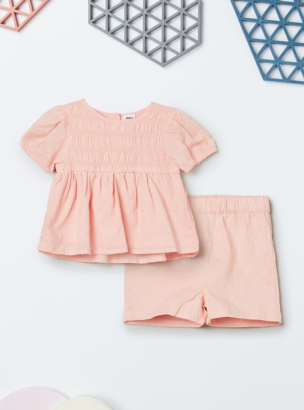 Girls Swiss Dots Shorts Set
