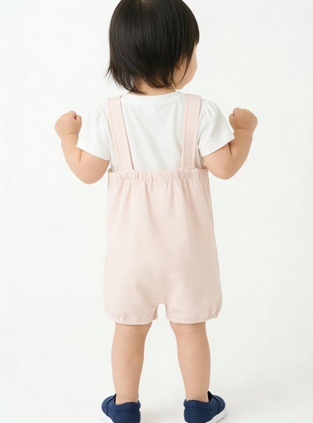 Girls Embroidered Dungaree Set