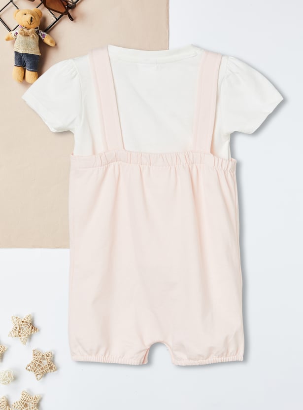 Girls Embroidered Dungaree Set