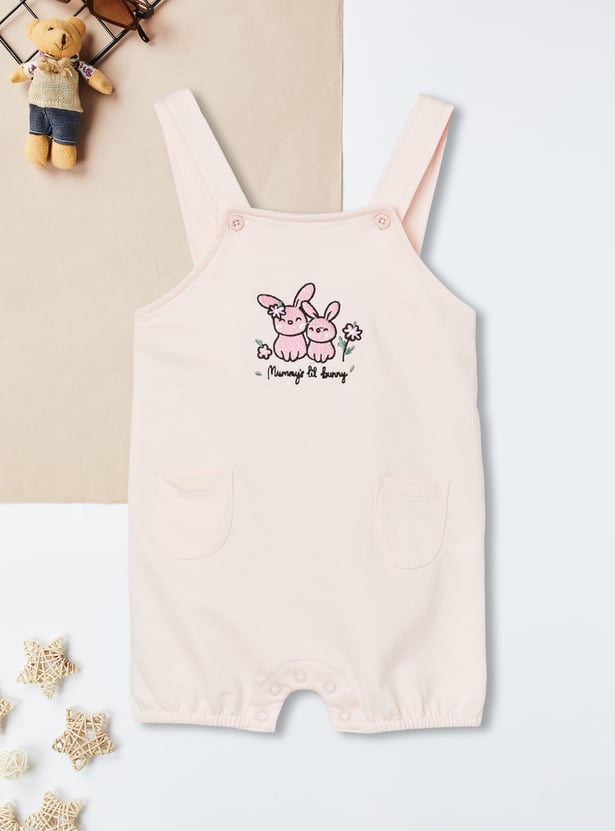 Girls Embroidered Dungaree Set