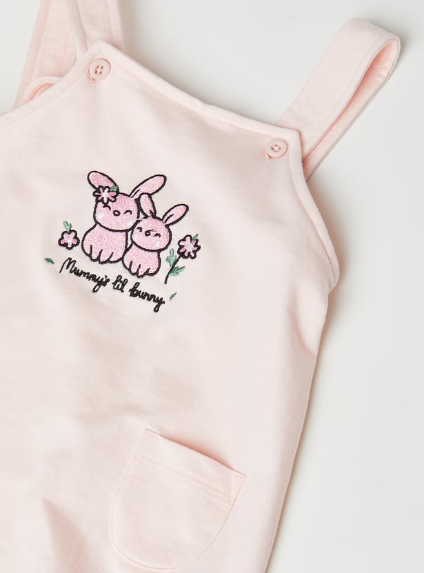 Girls Embroidered Dungaree Set