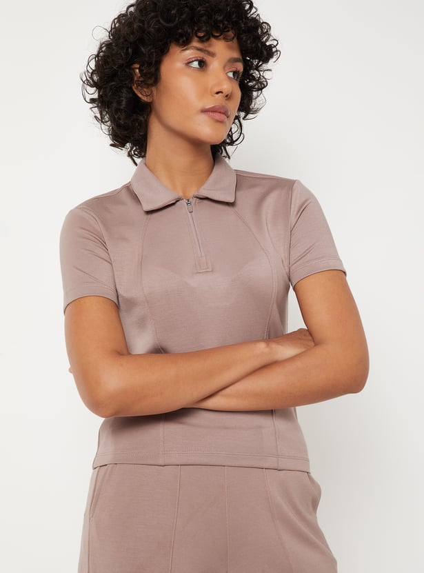 Women Solid Sports Polo T-shirt