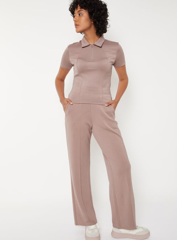 Women Solid Sports Polo T-shirt