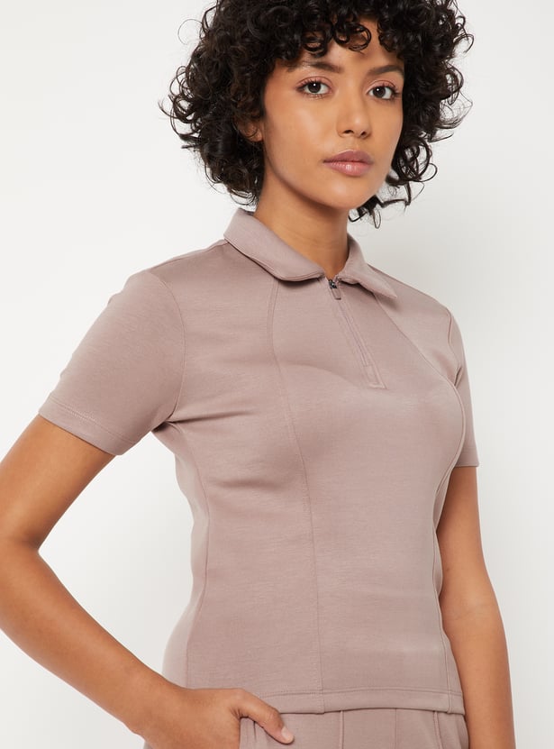Women Solid Sports Polo T-shirt