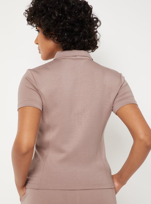 Women Solid Sports Polo T-shirt