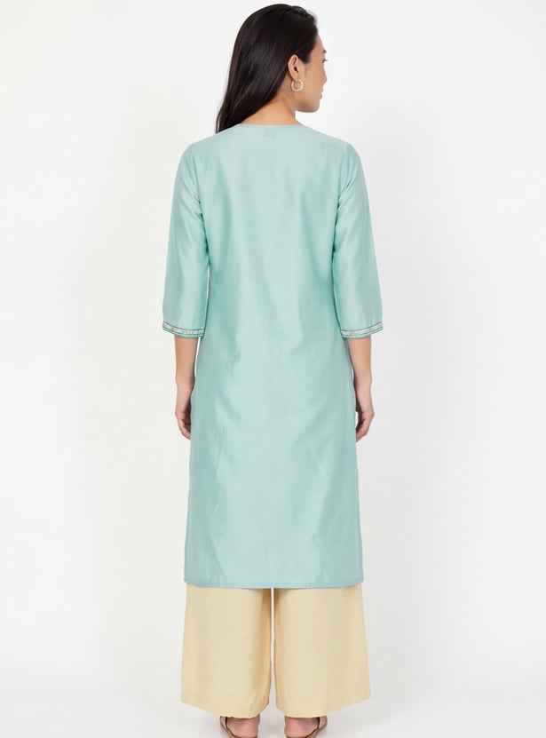 Women Embroidered Straight Kurta