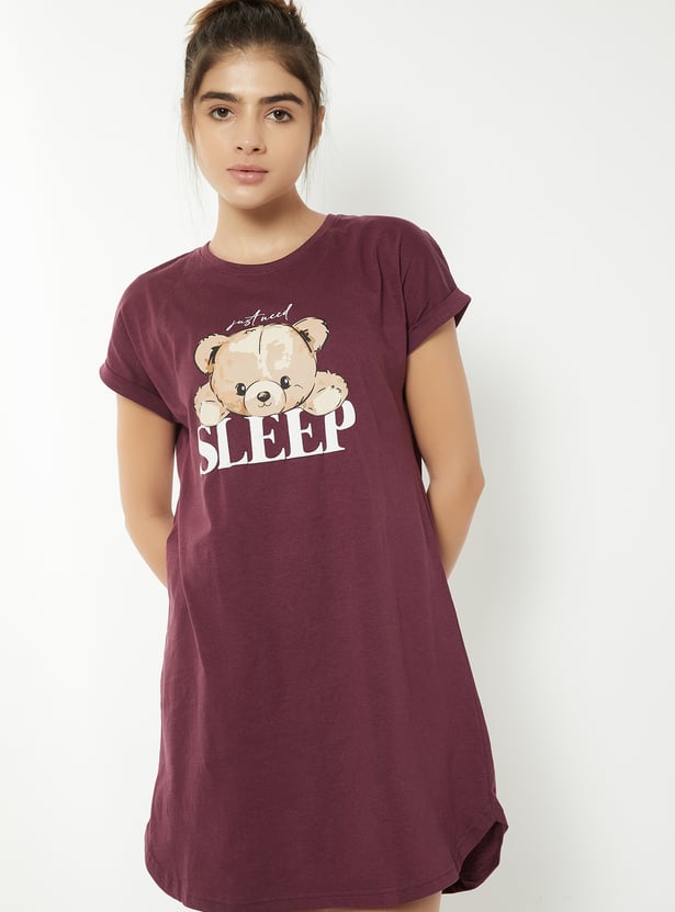 Women Teddy Printed Nightdress