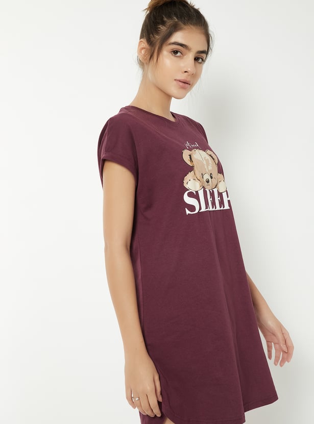 Women Teddy Printed Nightdress