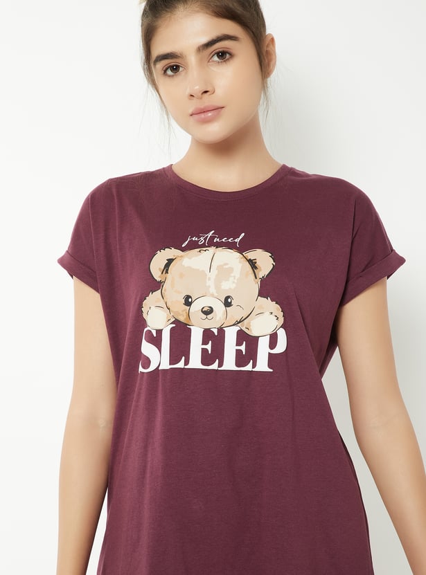 Women Teddy Printed Nightdress