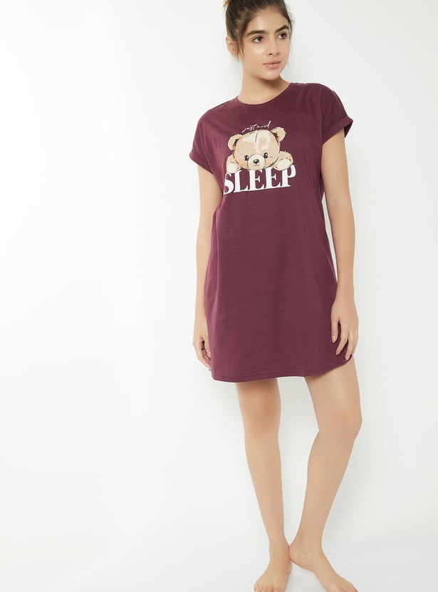 Women Teddy Printed Nightdress