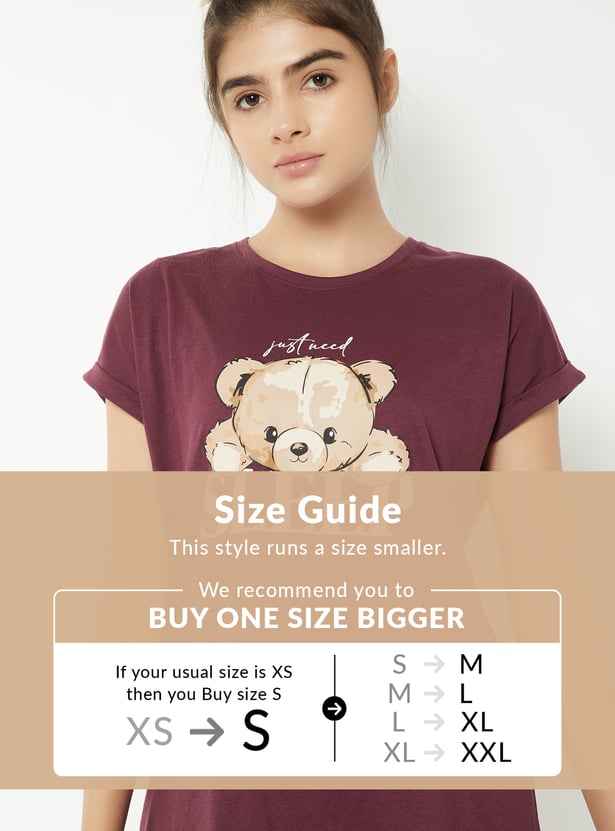 Women Teddy Printed Nightdress