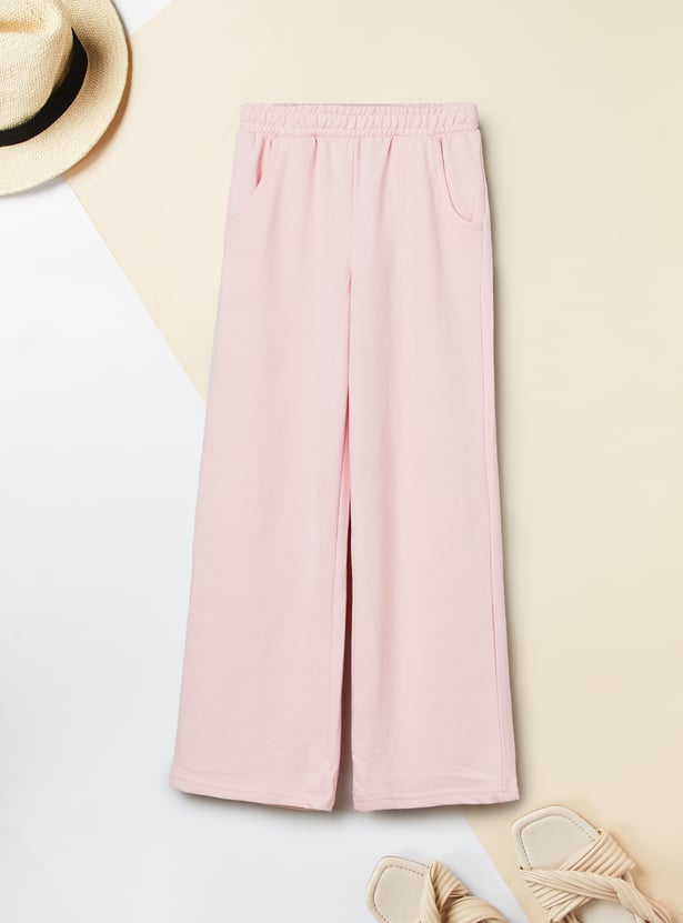 Girls Knit Wide Leg Track Pants