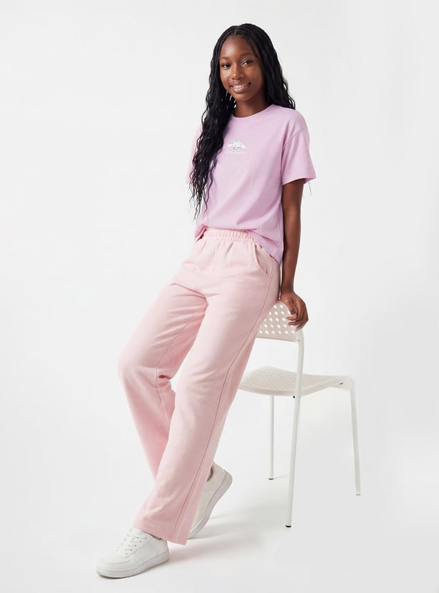Girls Knit Wide Leg Track Pants