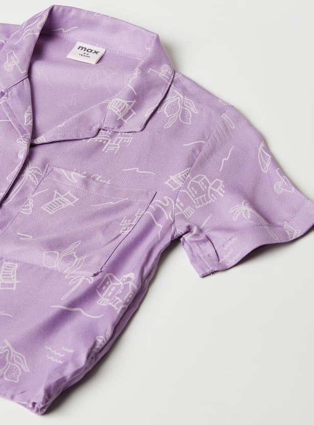 Girls Printed Boxy Fit Shirt