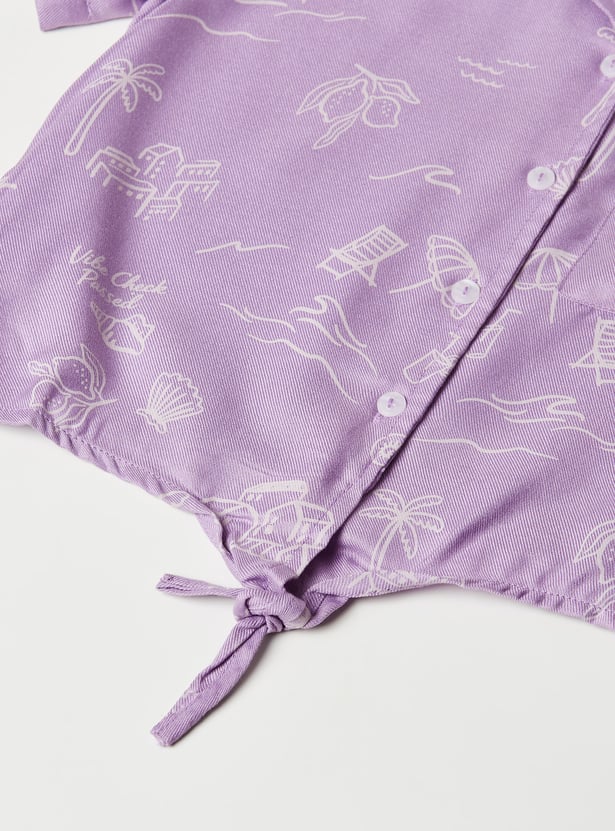 Girls Printed Boxy Fit Shirt