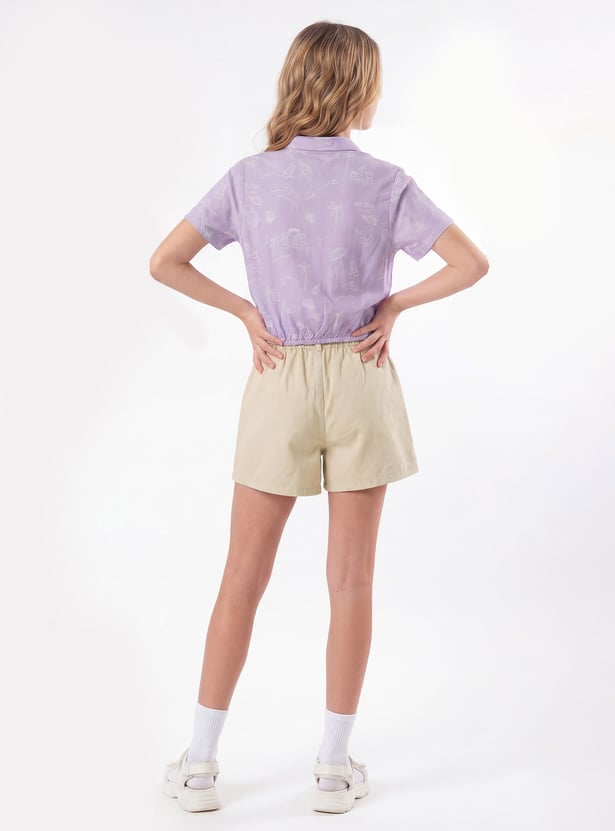 Girls Printed Boxy Fit Shirt