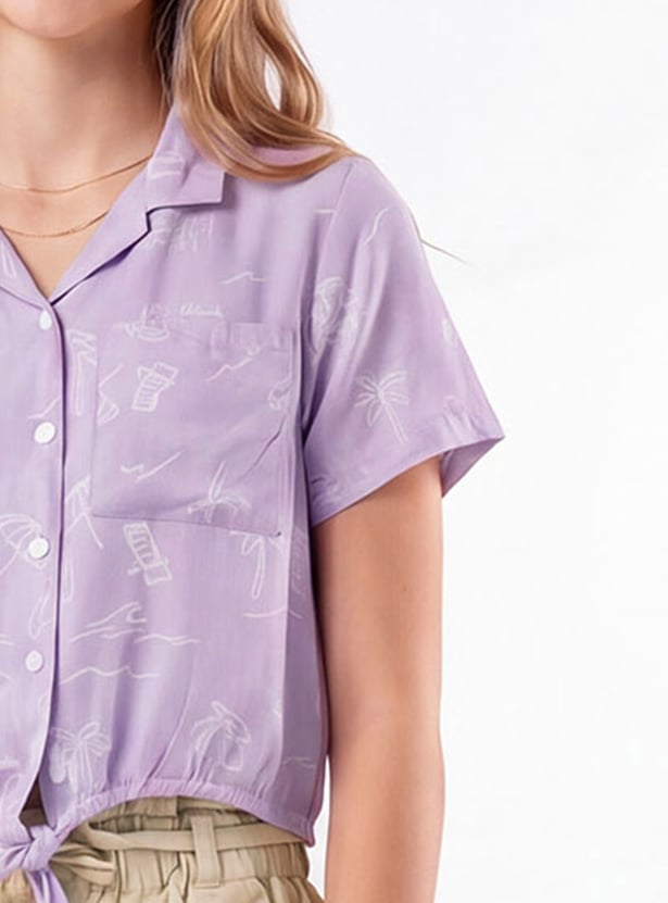 Girls Printed Boxy Fit Shirt
