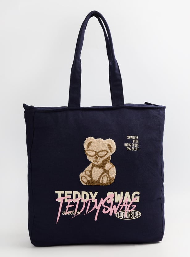 Women Chenille Embroidered Shopper Bag