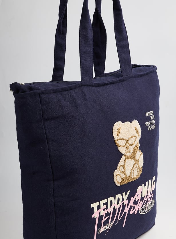 Women Chenille Embroidered Shopper Bag