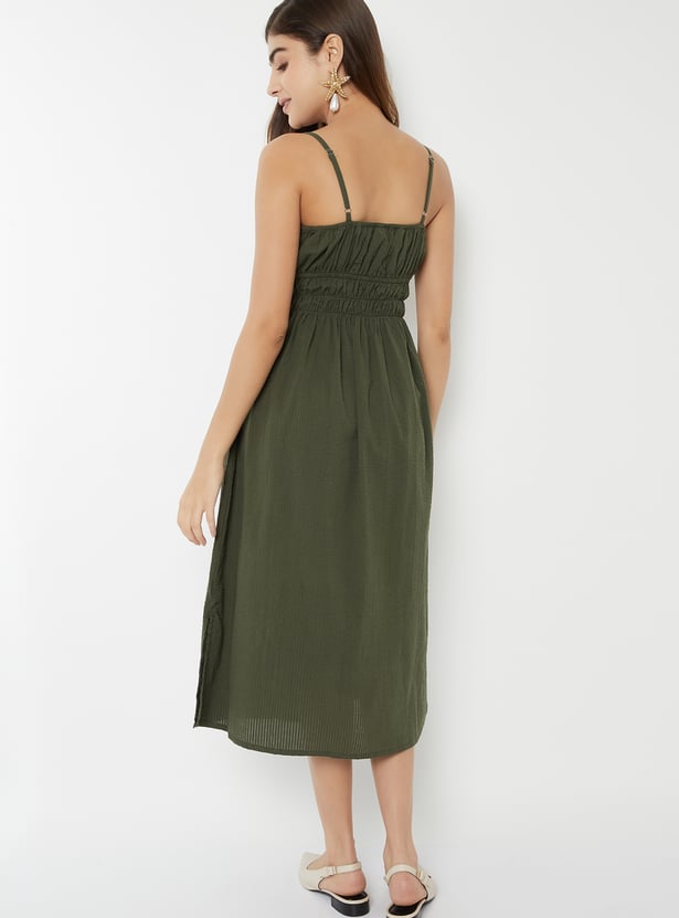 Women Seersucker Midi Dress