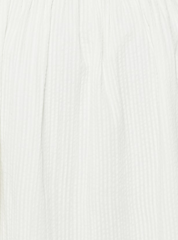 Women Striped Seersucker Midi Dress