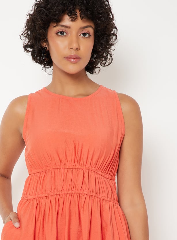 Women Solid Midi Dress