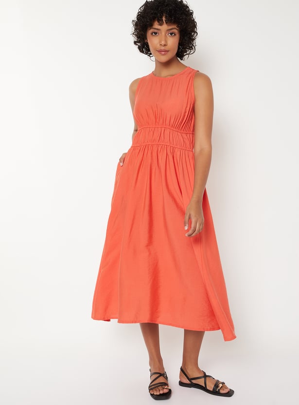 Women Solid Midi Dress