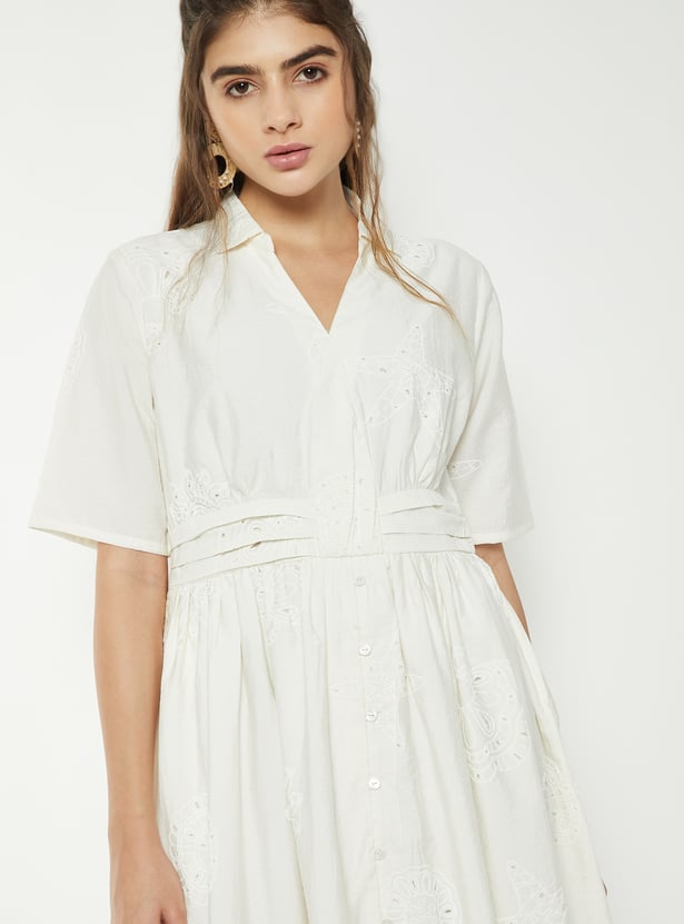 Women Schiffli Midi Dress